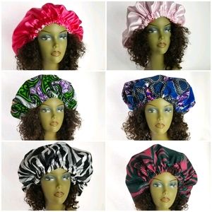African Inspired Pattern Satin Lined Bonnet